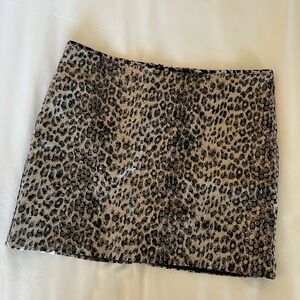 Boston Proper Leopard-Print Sequin Mini Skirt
